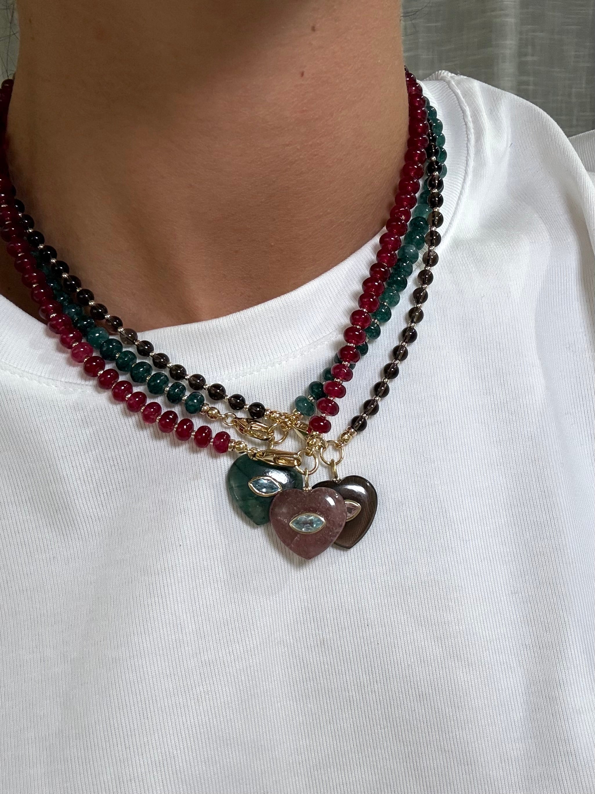 Marquise Heart Necklace - Strawberry