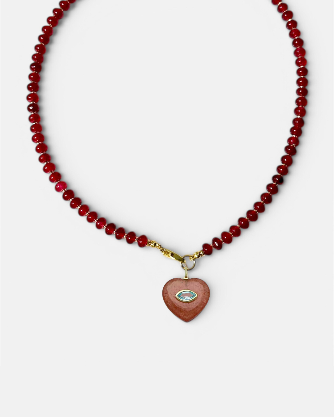 Marquise Heart Necklace - Strawberry