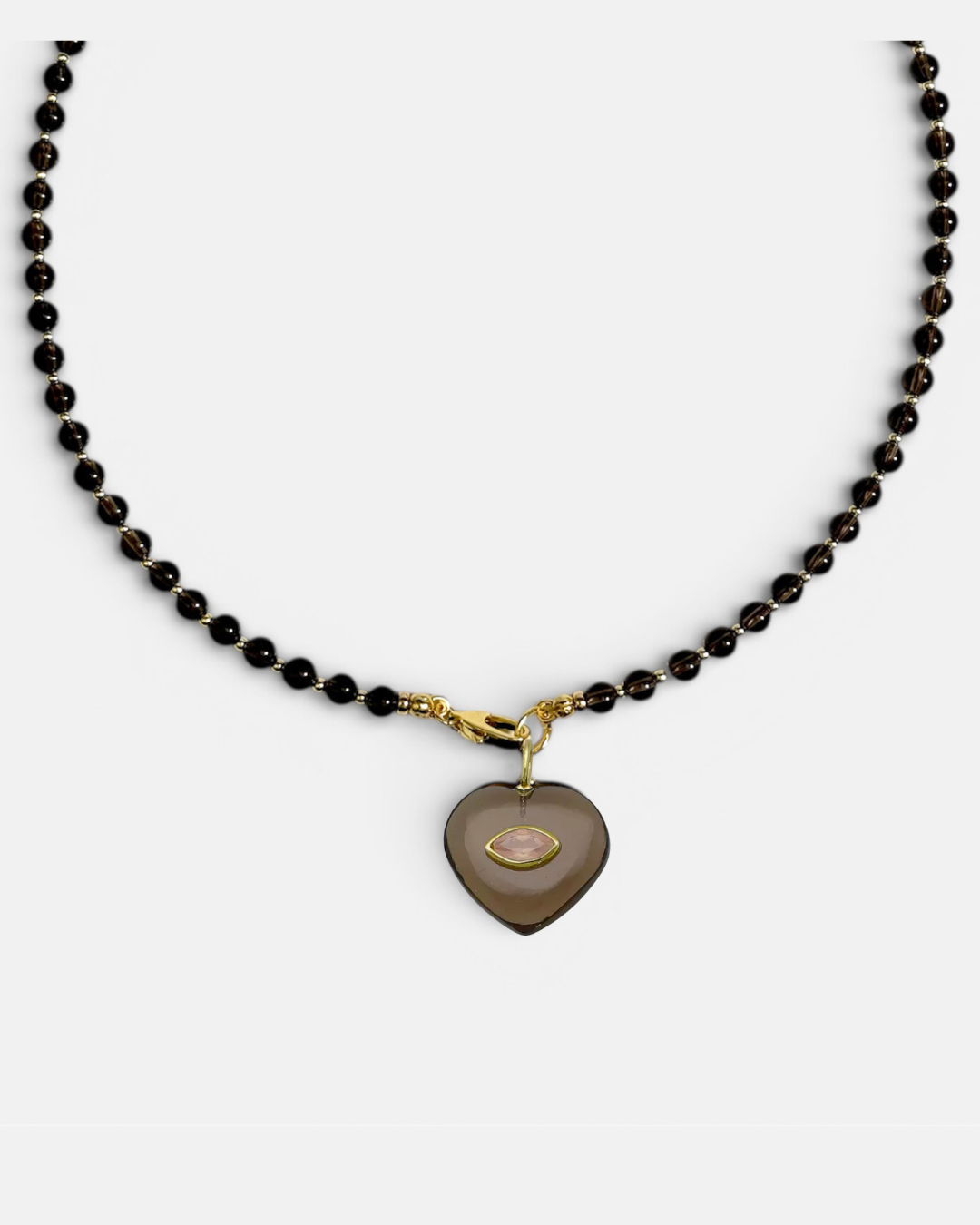 Marquise Heart Necklace - Chocolate