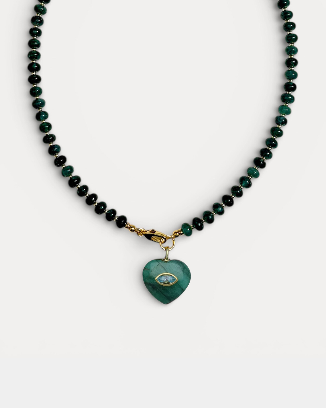 Marquise Heart Necklace - Emerald