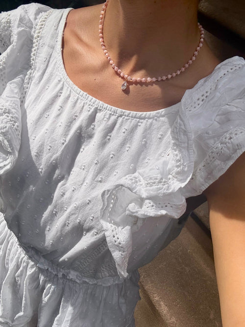 BUBBLE GUM PINK CRYSTAL NECKLACE