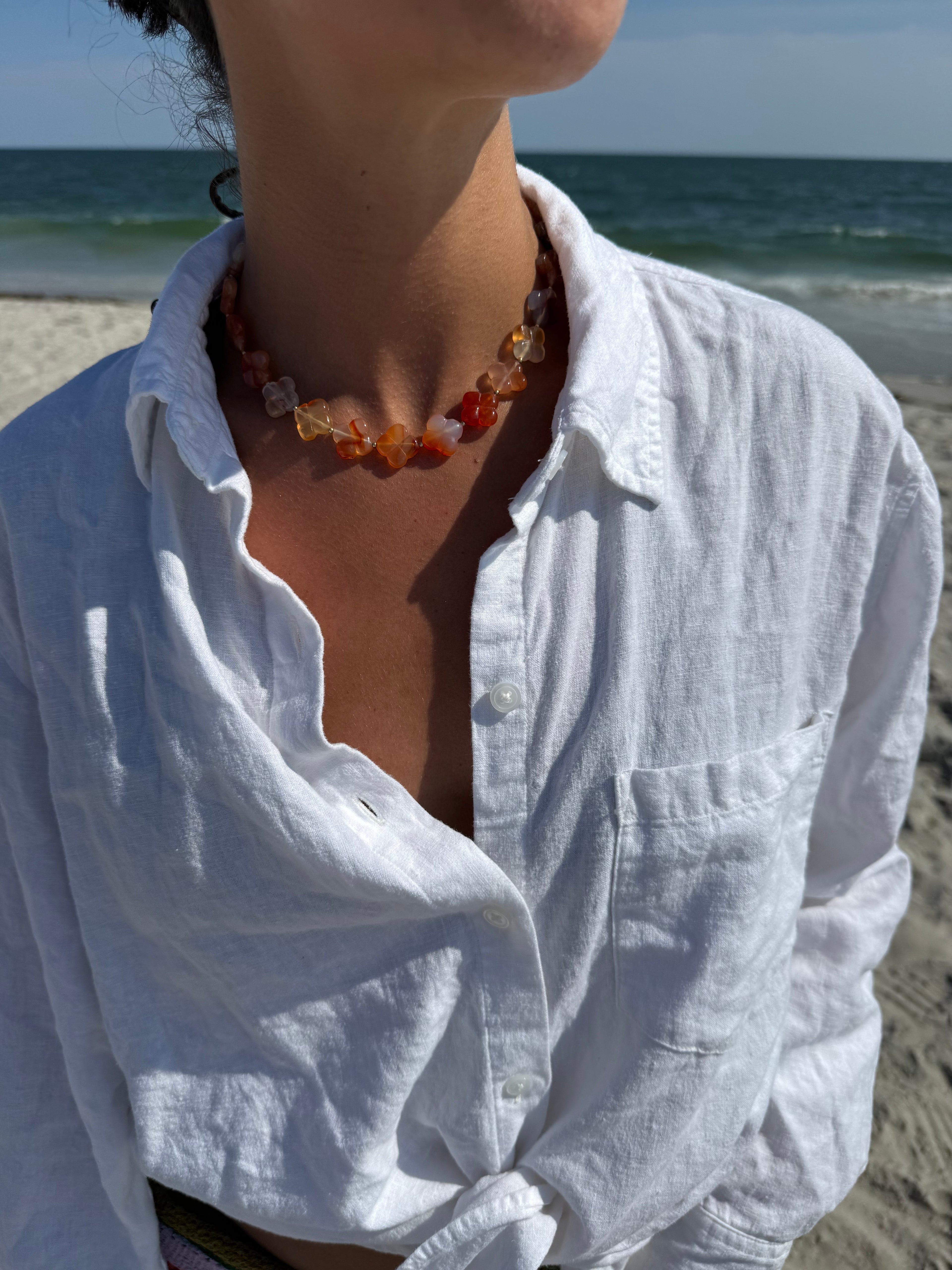 ORANGE CLOVER NECKLACE