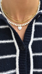 OYSTER PEARL HEART NECKLACE