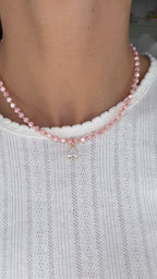 BUBBLE GUM PINK CRYSTAL NECKLACE