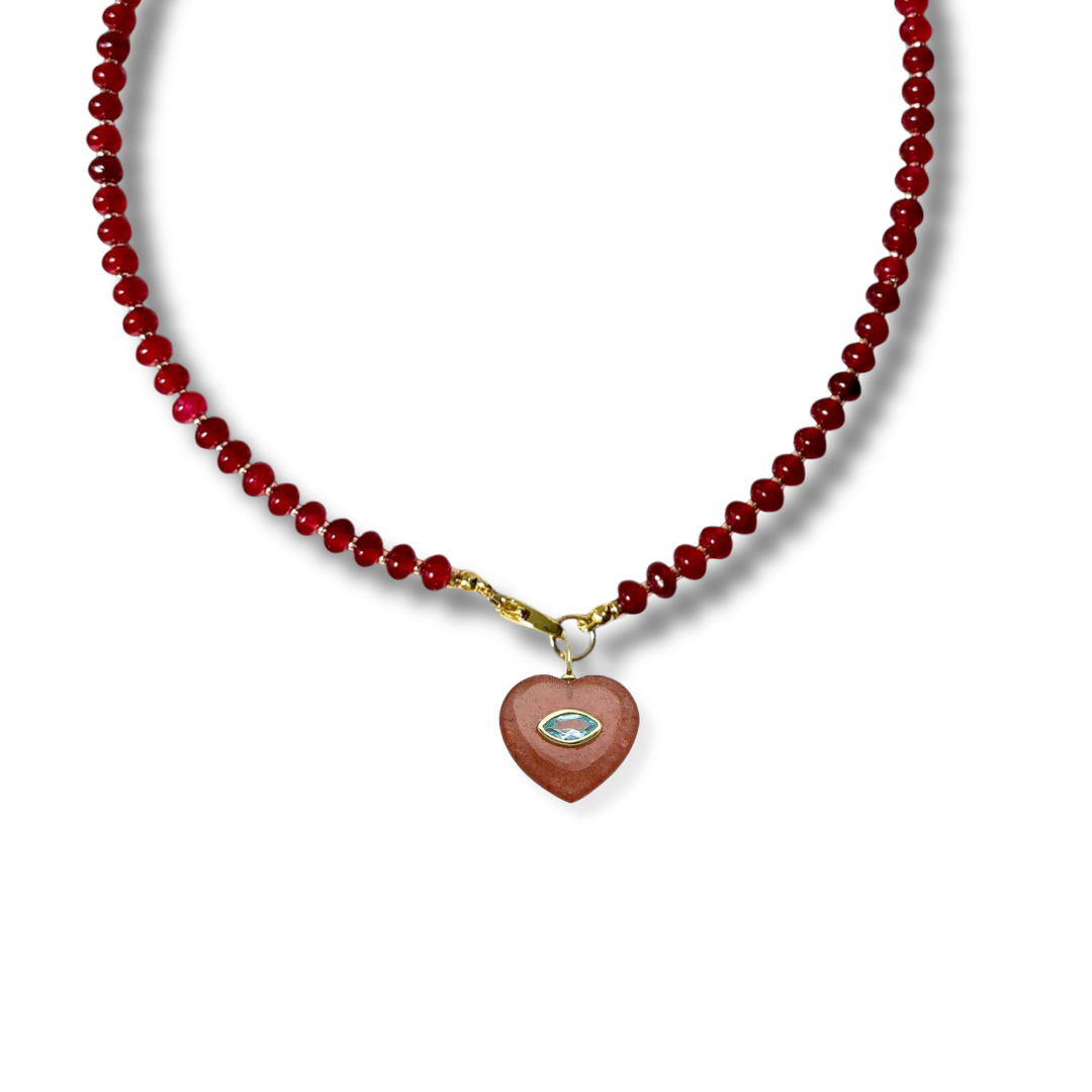 STRAWBERRY MARQUIS HEART NECKLACE