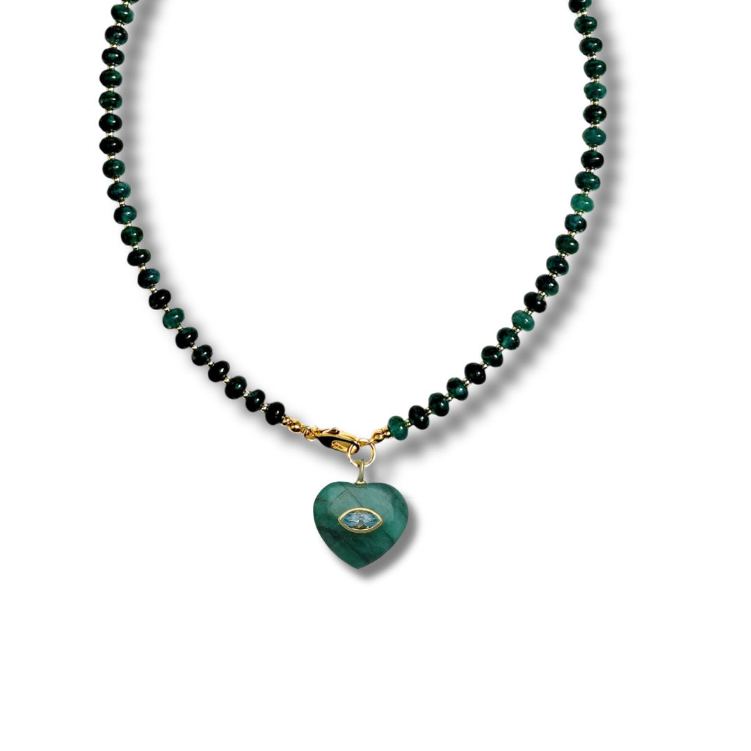 EMERALD MARQUIS HEART NECKLACE